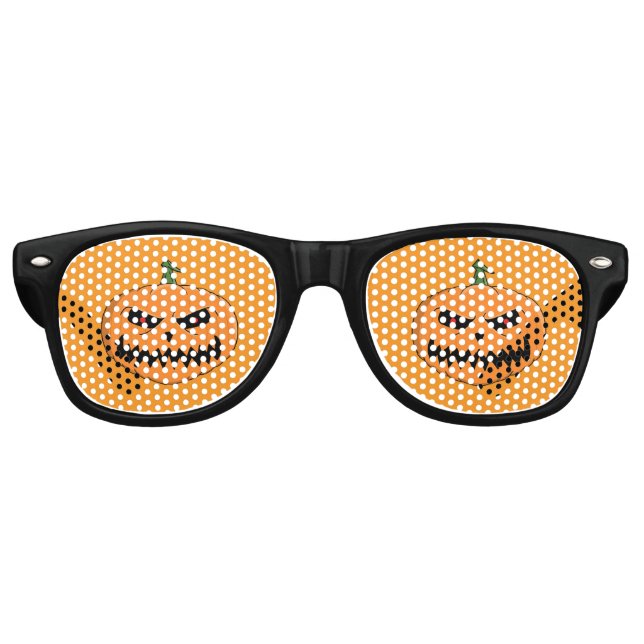 Menacing Jack O'Lantern Halloween Retro Sunglasses (Front)