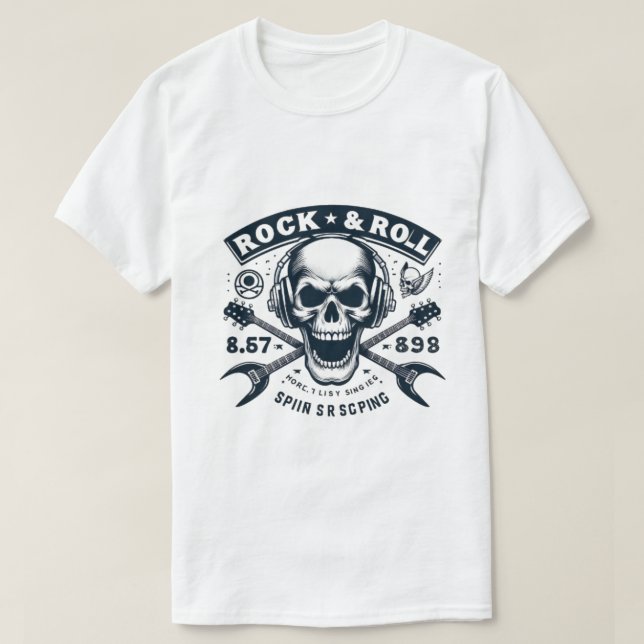  Menacing Skull & Crossbones Rock Band Logo T-Shir T-Shirt (Design Front)