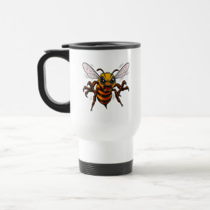 Menacing Wasp Cartoon Graphic for Bug Fans Travel Mug