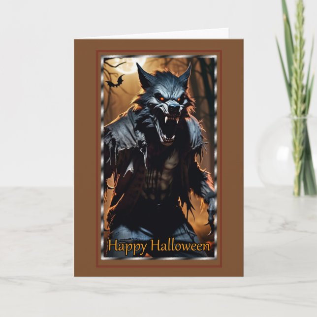 Menacing Werewolf Halloween Card (Front)