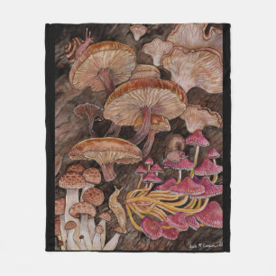 Menagerie of Mushrooms Fleece Blanket