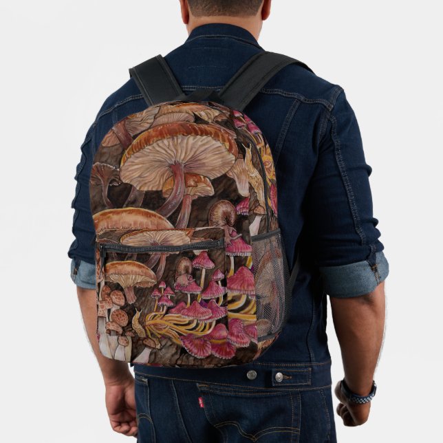 Menagerie of Mushrooms Poster Printed Backpack (Insitu (Model))