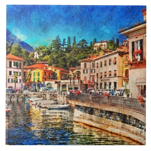 Menaggio on Como Lake, Italy Tile (Front)