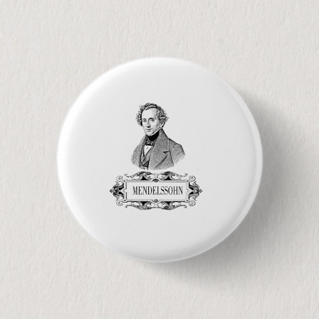 MENDELSSOHN PORTRAIT 1 INCH ROUND BUTTON (Front)