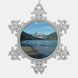 Mendenhall Lake in Juneau Alaska Landscape Snowflake Pewter Christmas Ornament