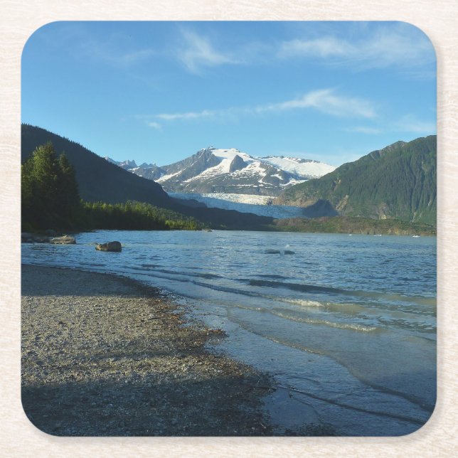 Mendenhall Lake in Juneau Alaska Landscape Square Paper Coaster (Front)