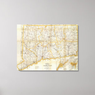 Mendenhall's Guide, Road Map Connecticut Canvas Print