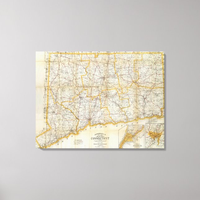Mendenhall's Guide, Road Map Connecticut Canvas Print (Front)