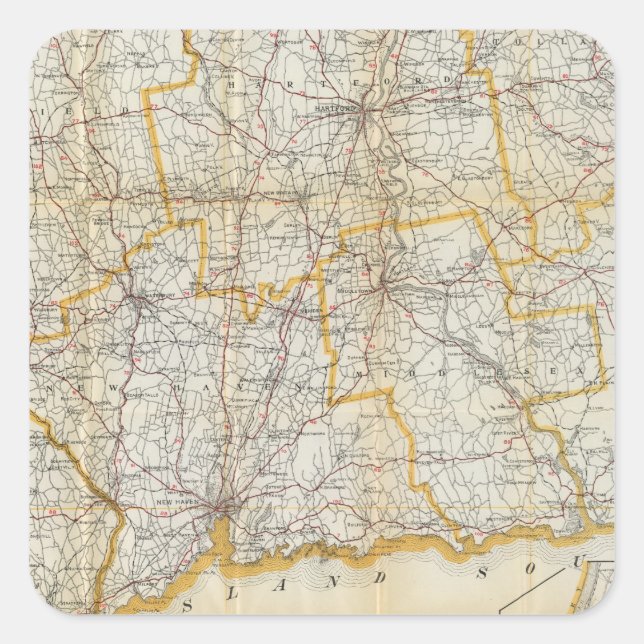 Mendenhall's Guide, Road Map Connecticut Square Sticker (Front)