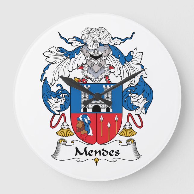 Mendes Family Crest Large Clock (Front)