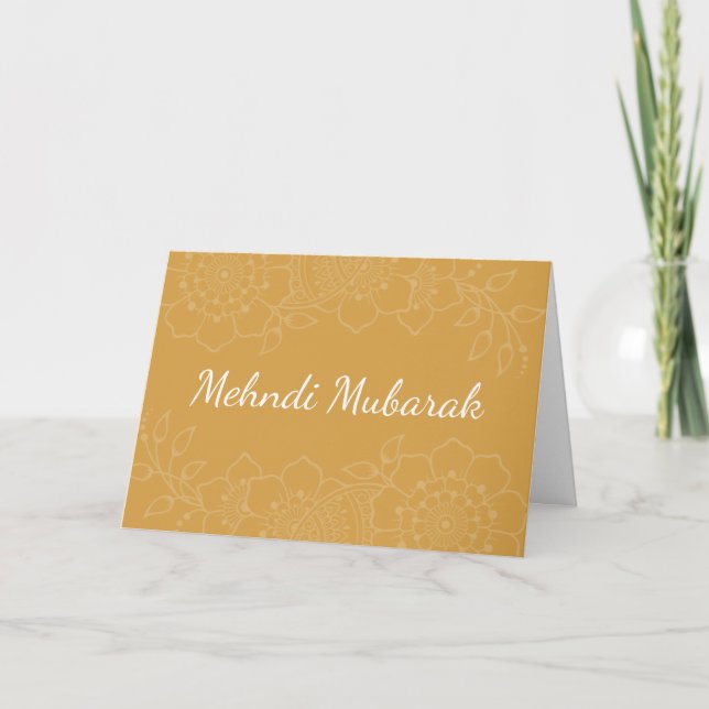 Mendhi Mubarak Islamic Wedding Dua Congratulations Card (Front)
