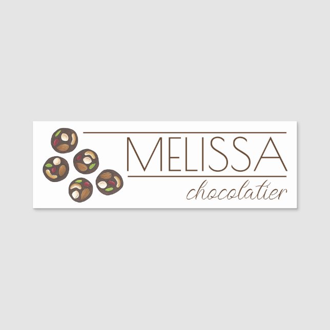 Mendiants French Chocolates Chocolatier Chocoholic Name Tag (Front)