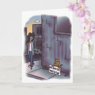 Mendier Chat Avec Carte De Voeux