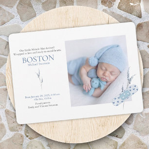 Mending Hearts Blue Baby Announcement Card