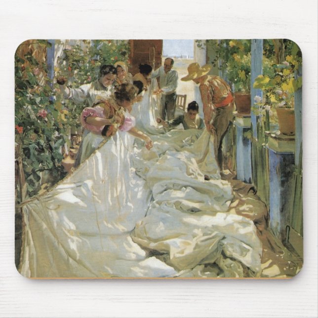 Mending the Sail -  Joaquín Sorolla y Bastida Mouse Pad (Front)