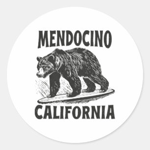 Mendocino California Ca Retro Surfer Beach Surf Vi Classic Round Sticker