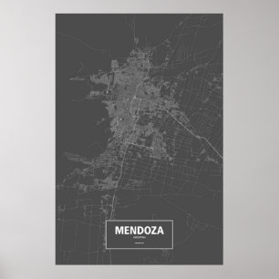 Mendoza, Argentina (white on black) Poster