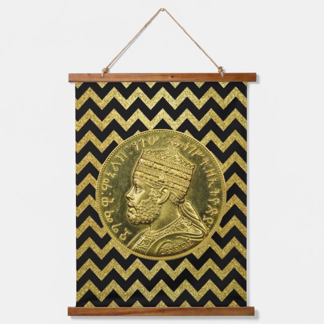 Menelik II Empire of Ethiopia Rasta Roots Hanging Tapestry (Front)