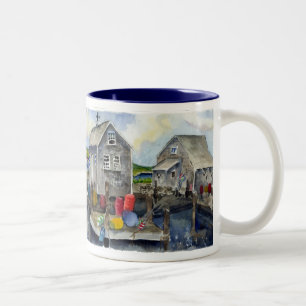 menemsha panorama Two-Tone coffee mug