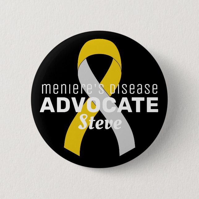 Meniere's Disease Advocate Ribbon Black Button (Front)