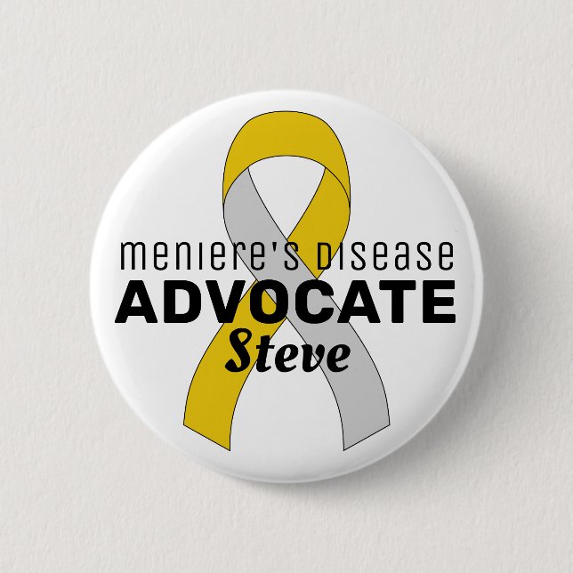 Meniere's Disease Advocate Ribbon White Button (Front)
