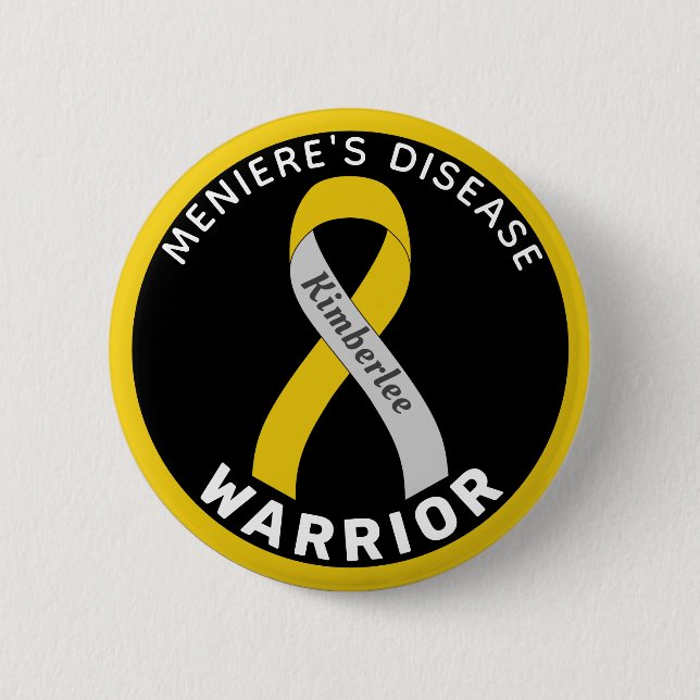 Meniere's Disease Warrior Ribbon Black Button (Front)