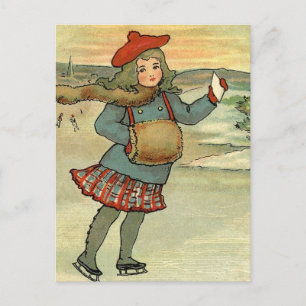 Menina Patinando Postcard