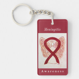 Meningitis Awareness Ribbon Angel Keychain