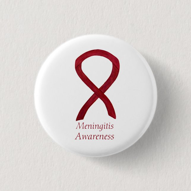 Meningitis Awareness Ribbon Custom Art Pins (Front)