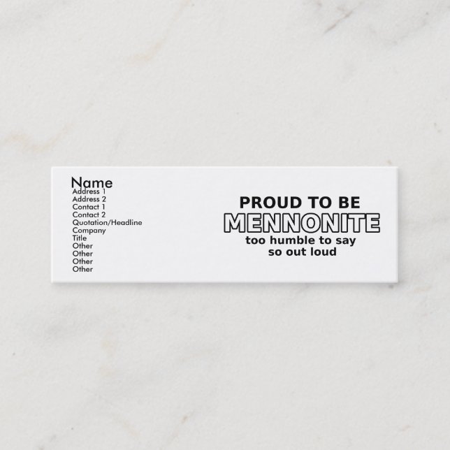 Mennonite Pride Funny Profile Card Humour (Front)