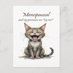 Menopause Humour Stressed Angry Cat Postcard