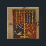 Menorah and other vessels of the temple 2 inch square button<br><div class="desc">Spanish School's Add Ms 15250 f.3v Menorah and other vessels of the temple, from the ' Duke of Sussex Spanish Bible', Catalonia located at the British Library, London, UK. The Add Ms 15250 f.3v Menorah and other vessels of the temple, from the ' Duke of Sussex Spanish Bible', Catalonia was...</div>