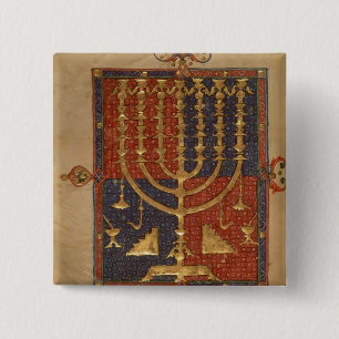 Menorah and other vessels of the temple 2 inch square button