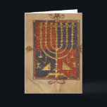 Menorah and other vessels of the temple holiday card<br><div class="desc">Spanish School's Add Ms 15250 f.3v Menorah and other vessels of the temple, from the ' Duke of Sussex Spanish Bible', Catalonia located at the British Library, London, UK. The Add Ms 15250 f.3v Menorah and other vessels of the temple, from the ' Duke of Sussex Spanish Bible', Catalonia was...</div>