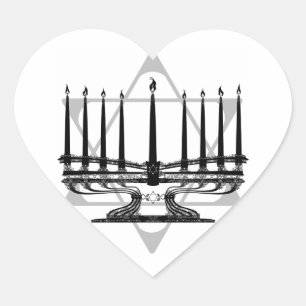 Menorah and Star Heart Sticker