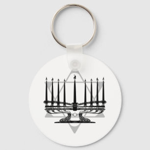 Menorah and Star Keychain
