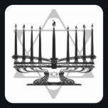 Menorah and Star Square Sticker<br><div class="desc">Original Artwork by Thedustyphoenix.</div>