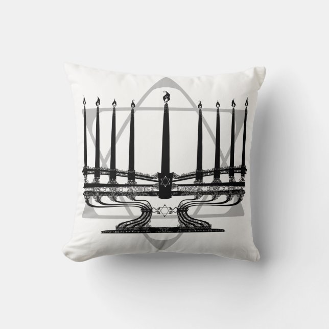 Menorah and Star Throw Pillow (Front)