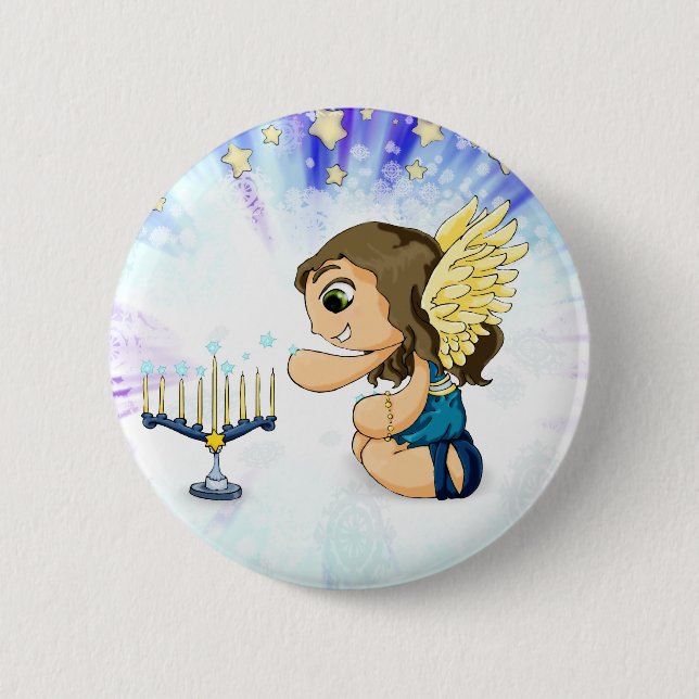 Menorah Angel 2 Inch Round Button (Front)