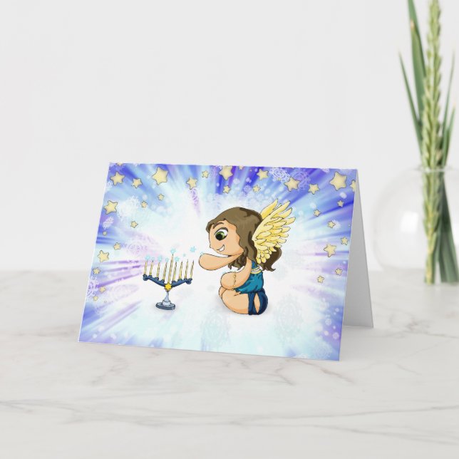 Menorah Angel Holiday Card (Front)