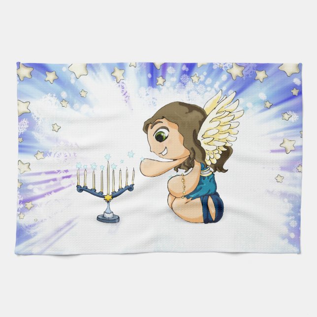 Menorah Angel Kitchen Towel (Horizontal)
