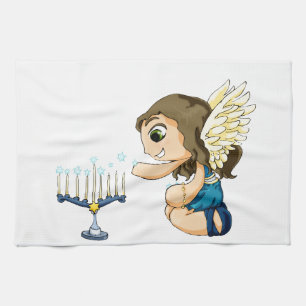 Menorah Angel Kitchen Towel