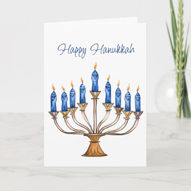Menorah avec des bougies brûlantes Bonne carte Han (Devant)