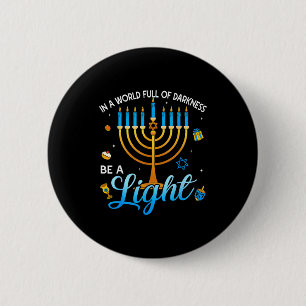 Menorah Be A Light Happy Hanukkah Shirts For Men W 2 Inch Round Button