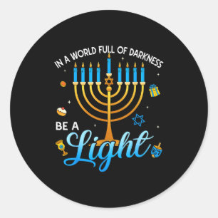 Menorah Be A Light Happy Hanukkah Shirts For Men W Classic Round Sticker