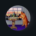 Menorah Cat 2 Inch Round Button<br><div class="desc">So the cat is a redhead he’s an Ashkenazi! And it's sundown so he's put on his kippah, he's lighting the candles and saying the prayers, and remembering that A Great Miracle Happened There.</div>