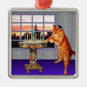 menorah cat.jpg metal ornament