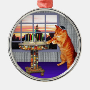 menorah cat.jpg metal ornament