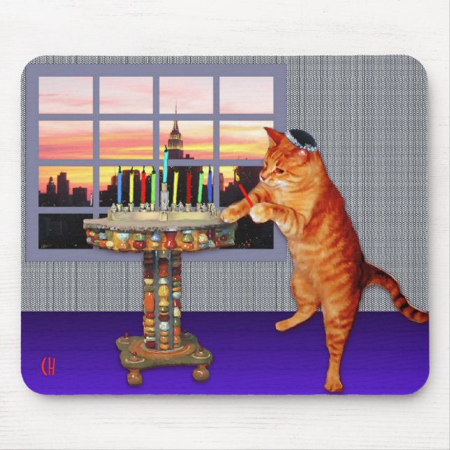 Menorah Cat Mouse Pad (Front)