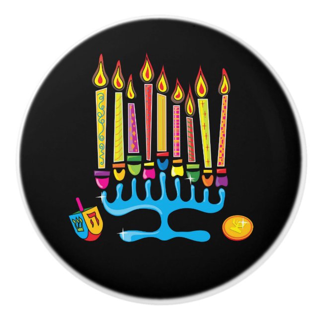 Menorah / Chanukah Ceramic Knob (Front)
